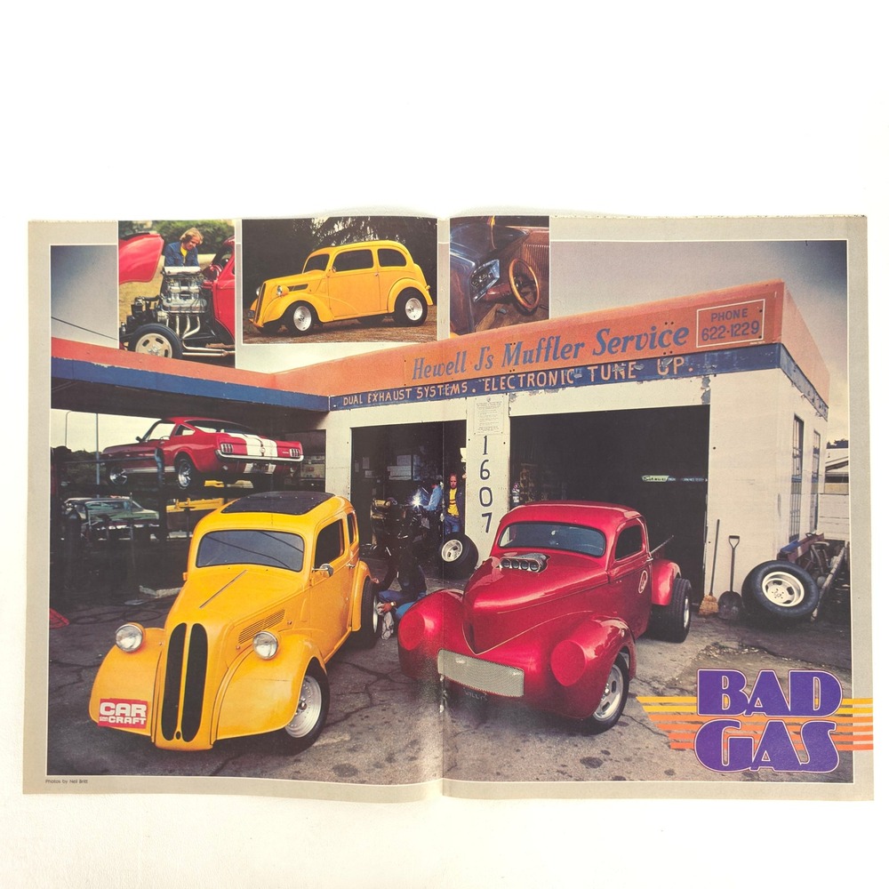 Vintage Hot Rod Garage Print Ad Street Custom Cars Shop Scene Garage Wall Art